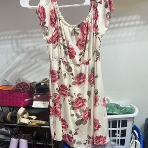 Floral Print Dress - Pink and Cream